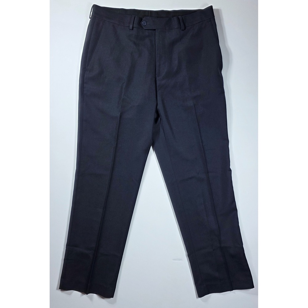 Stafford Travel Super Trouser Navy Blue Classic Fit Dress Pants 34x30